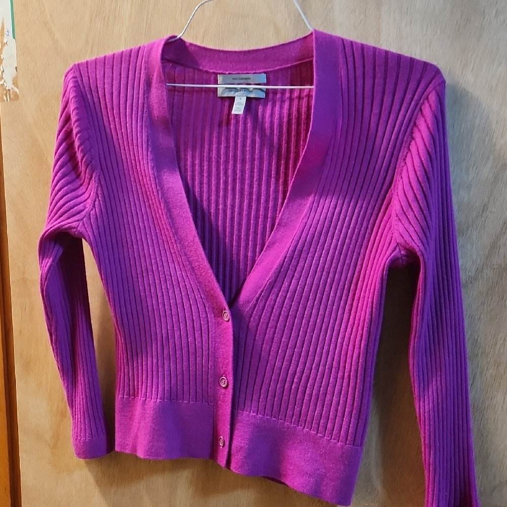 Cassliques Entier Women's Ribbed Purple Cardigan Sweater
